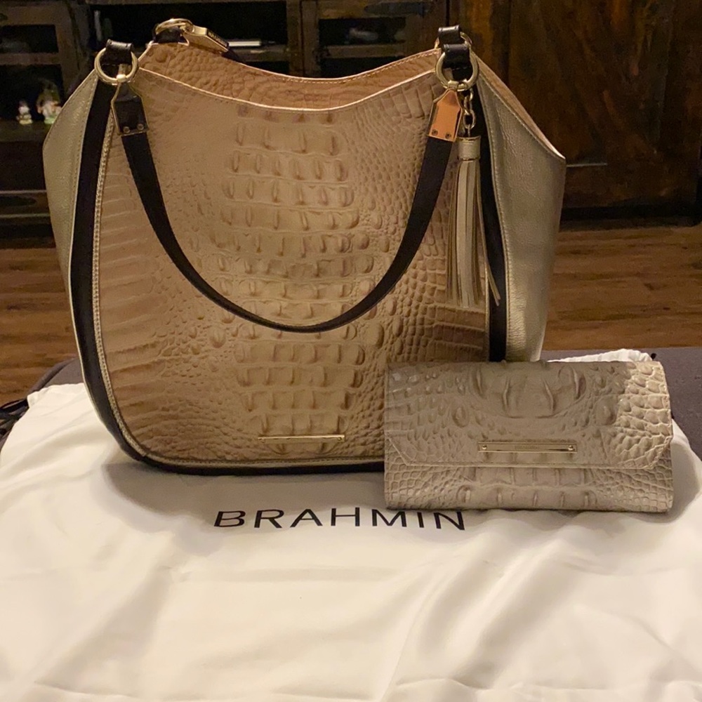 Brahmin Leather Shoulder Bag + Wallet